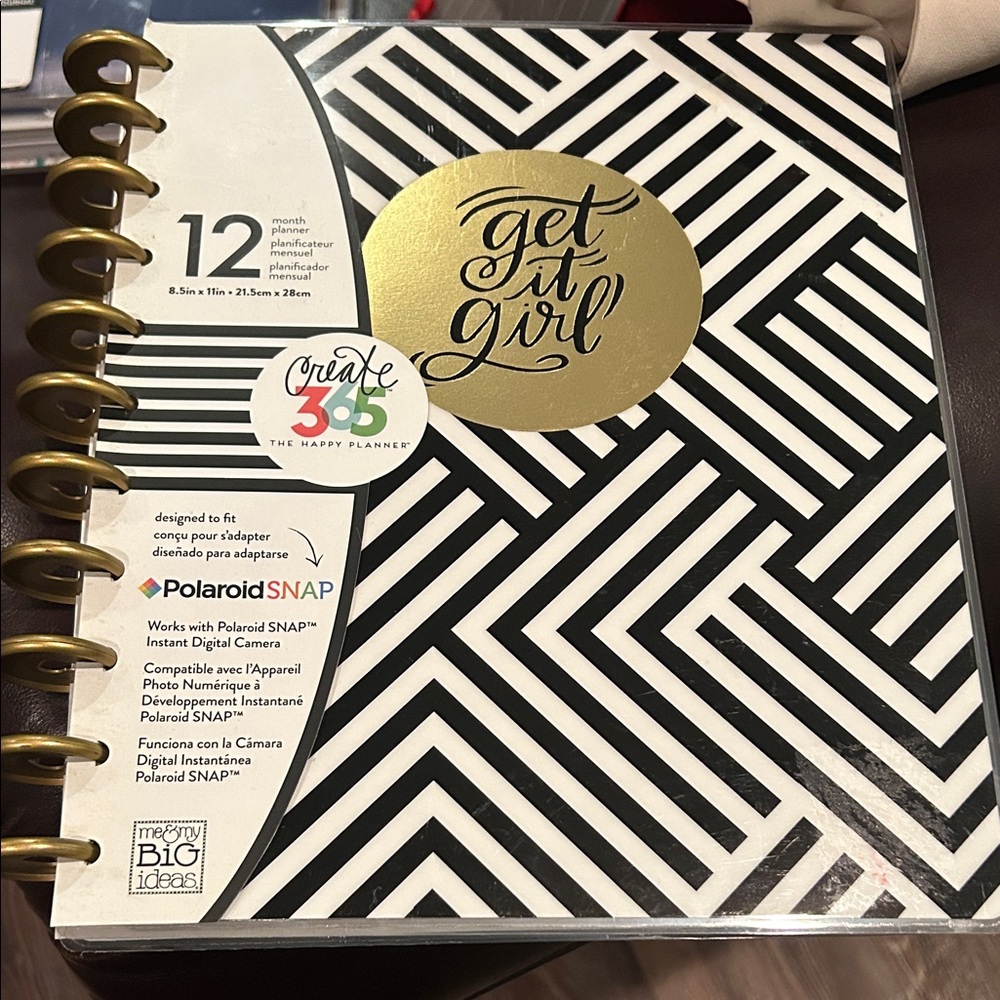 Me & My Big Ideas Black and White Geometric Planner with Gold Accent New
